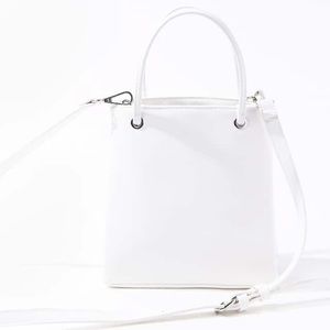 Faux leather white tote bag!
